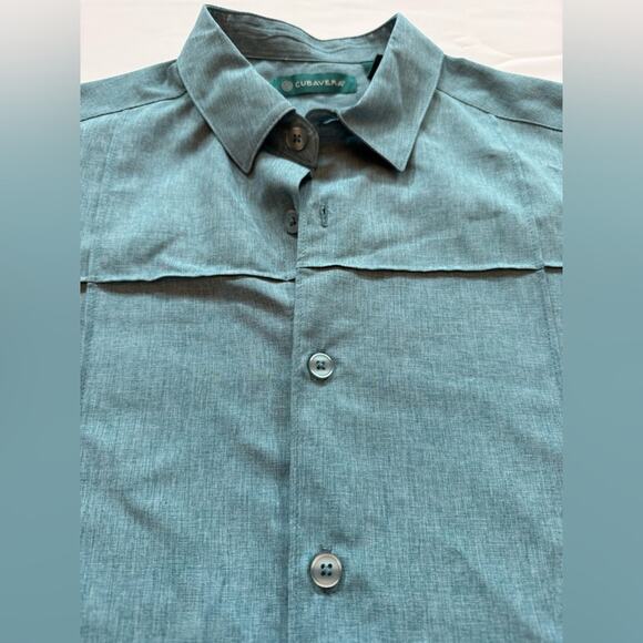 CUBAVERA Men’s Short Sleeve Guayabera Style Shirt Teal Blue Button Front Size S - Picture 3 of 13